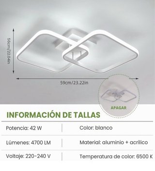 Lampara de techo, plafon cuadrado led luz fria