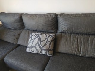 Sofá Chaiselongue 3 Plazas Negro/Gris