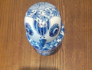 Tarro búho cerámica azul blanco estilo Delft