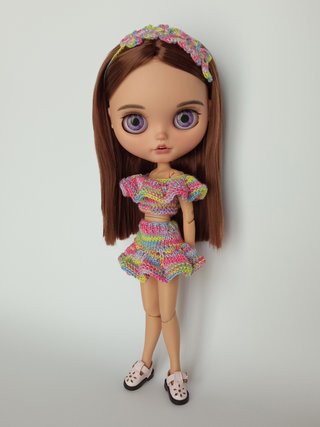 Top, falda-pantalón y felpa arcoíris - Blythe