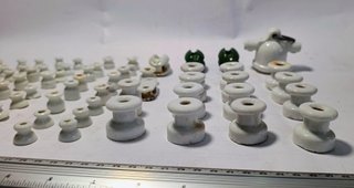 Lote aisladores porcelana eléctricos antiguos