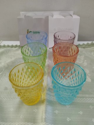 Set 6 Bicchieri Vetro Colorati