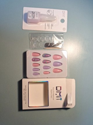 Kit de Uñas Press On Estrellas y Pegamento Uñas