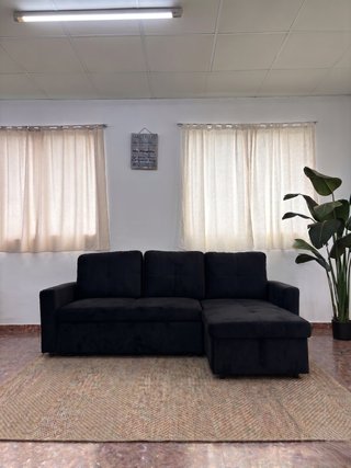 Sofá cama negro chaise longue - envio gratis