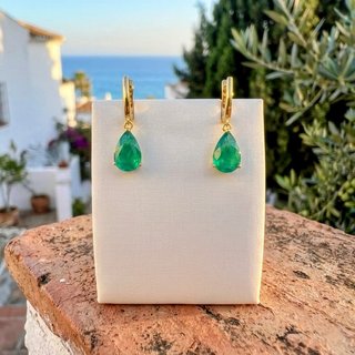 Pendientes de lágrima esmeralda nano statement