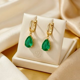 Pendientes de lágrima esmeralda nano statement