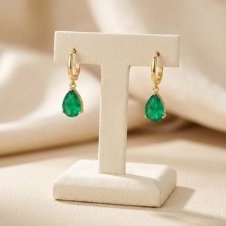Pendientes de lágrima esmeralda nano statement