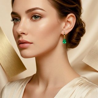 Pendientes de lágrima esmeralda nano statement