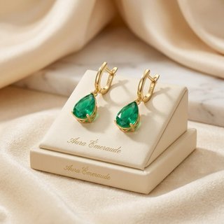 Pendientes de lágrima esmeralda nano statement
