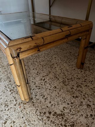 Mesa de centro bambú y cristal