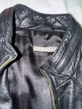 Chaqueta cuero sintetico negra mujer