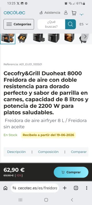 Cecofry Air Fryer 8L Nueva