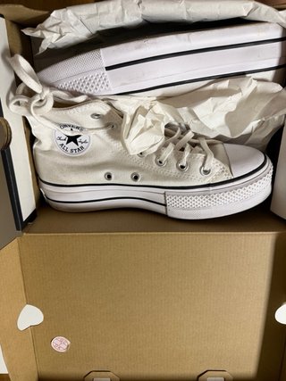 Converse plataforma altas beige/blancas