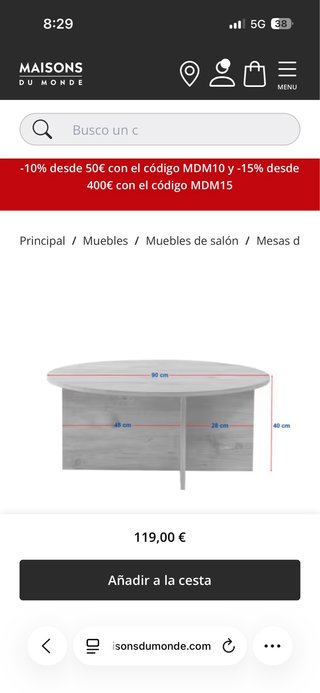 Tavolo da centro Maison du Monde in pietra