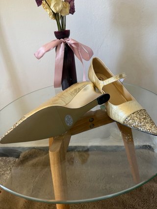 Scarpe Mary Jane Oro Vera Pelle taglia 37