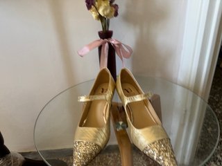 Scarpe Mary Jane Oro Vera Pelle taglia 37