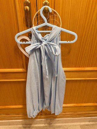 Top celeste con lazada