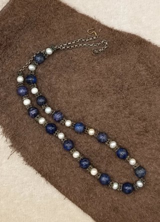 Collar Vintage Lapislázuli y Perlas