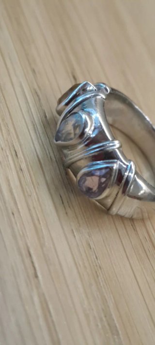 Anello donna argento 3 quarzi tg 18
