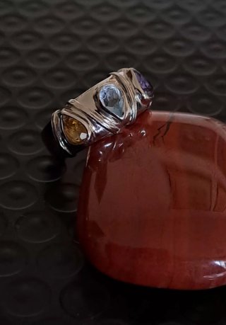 Anello donna argento 3 quarzi tg 18