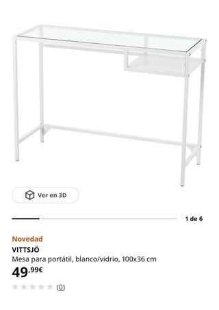 Escritorio/mesa cristal y metal blanco