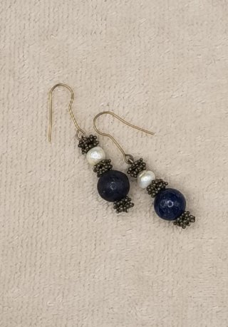 Pendientes vintage lapislázuli y perlas