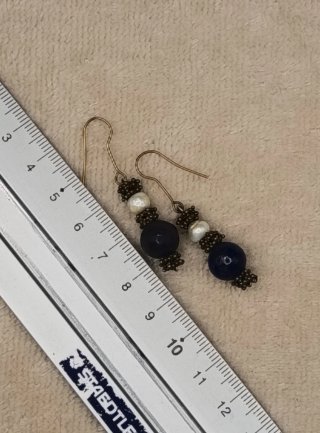Pendientes vintage lapislázuli y perlas