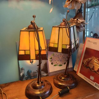 Coppia di Lampade Tiffany in Cristallo e Metallo