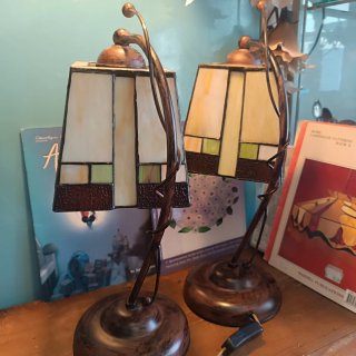 Coppia di Lampade Tiffany in Cristallo e Metallo