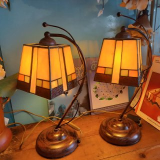 Coppia di Lampade Tiffany in Cristallo e Metallo