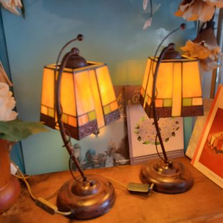 Coppia di Lampade Tiffany in Cristallo e Metallo