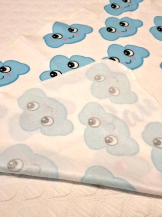 Manta infantil azul con nombre Pau