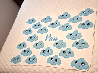 Manta infantil azul con nombre Pau