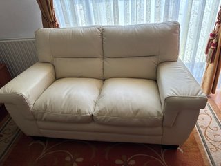 Sofá de piel blanco 2 plazas