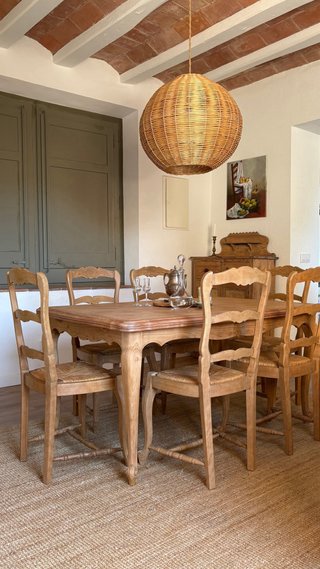 Antigua mesa extensible, decapada / madera lavada