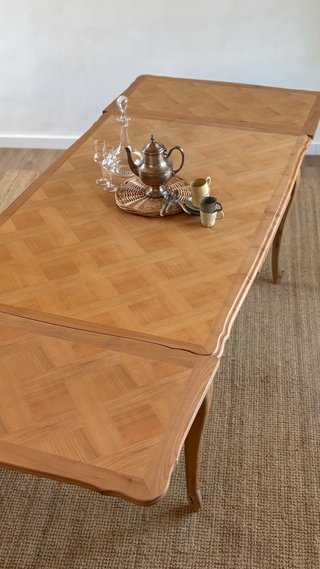 Antigua mesa extensible, decapada / madera lavada
