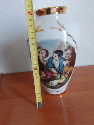 Jarrón porcelana antiguo dorado