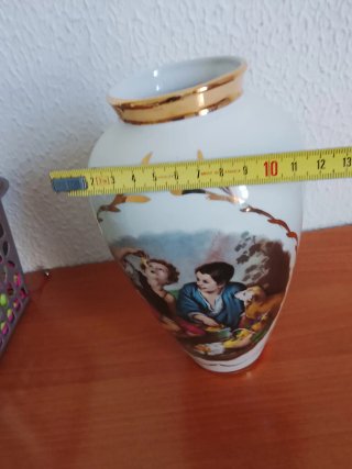 Jarrón porcelana antiguo dorado