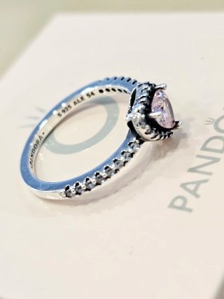 Anillo Pandora Corazón Rosa Talla 54+caja