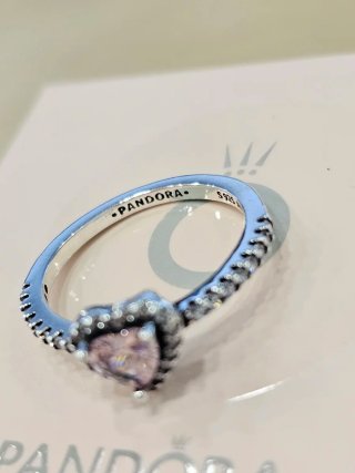 Anillo Pandora Corazón Rosa Talla 54+caja