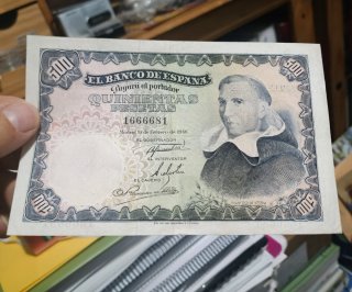 Billete 500 pesetas 1946 Padre Vitoria posguerra
