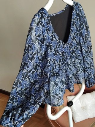 Blusa estampado boho azul mujer Talla XS