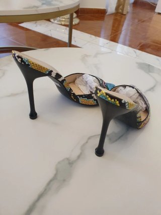 Sandalias tacón estampado serpiente