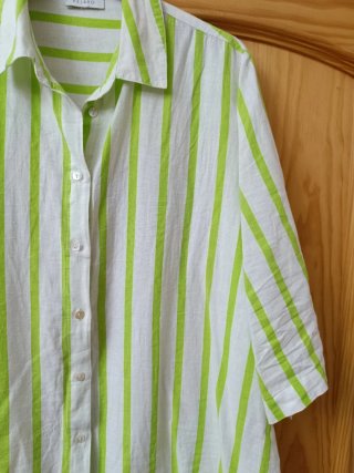 Camisa Relaxo Verde Menta y Blanco Talla 5XL/50
