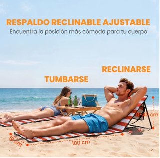2 Esterillas Playa Plegables Rayas Naranja
