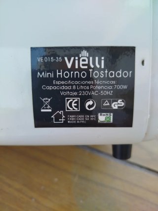 Horno Tostador Eléctrico Vietti Compacto