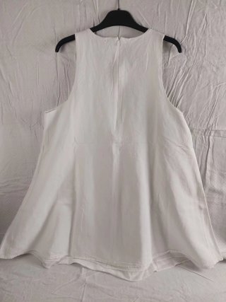 Abito Zara Trapezio Smanicato Bianco
