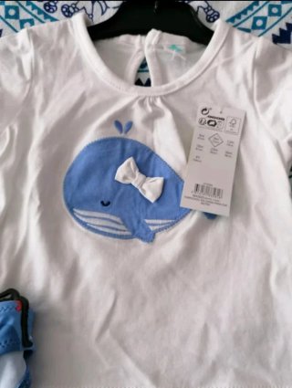 Traje de baño bebé ballena y braguita