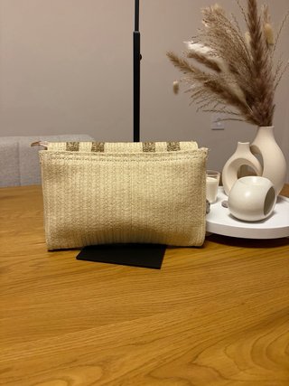 Bolso Clutch Fiesta Rafia Dorado Beige