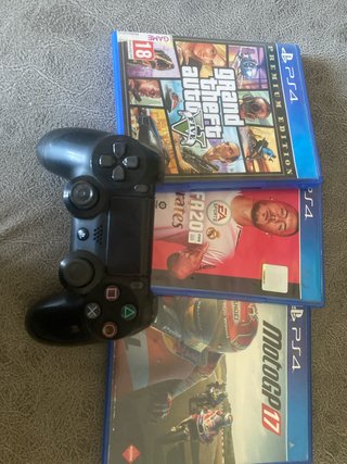Mando PS4 + 3 Juegos: GTA V, FIFA 20, MotoGP 17